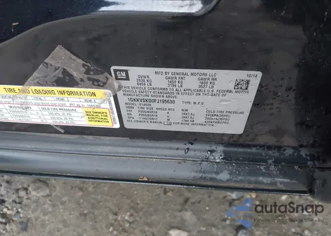 2015 GMC Acadia Slt-2 из США, поврежденный, VIN 1GKKVSKD0FJ195630